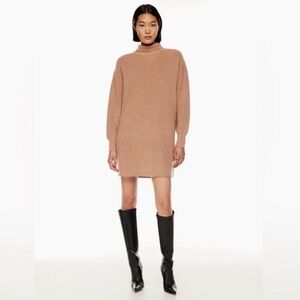 Size XS Aritzia Babaton Maclean Sweater Dress Tan Heather Gold Camel Wool